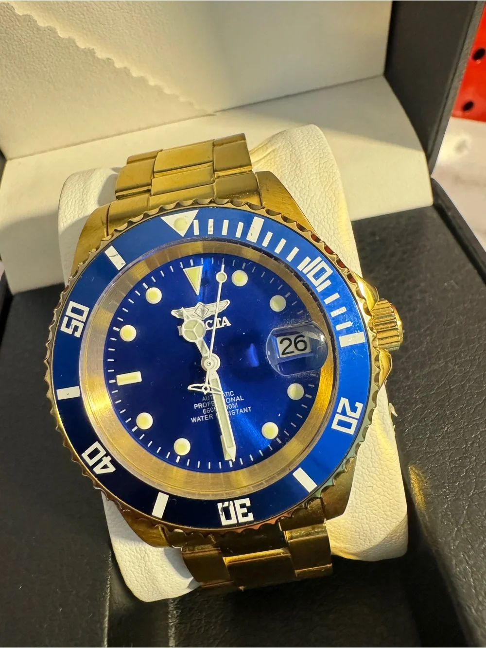 Invicta Pro Diver Men’s Gold Automatic Watch Blue Dial